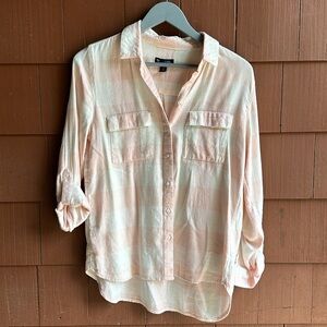 GAP Boyfriend Fit Pink/White Button Down- Size XS